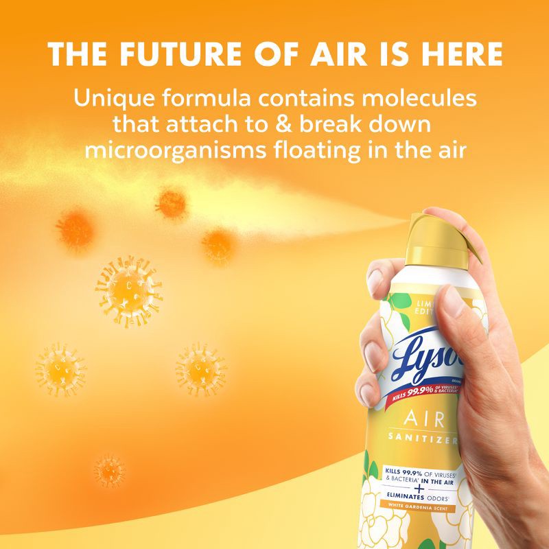 slide 5 of 9, Lysol White Gardenia Air Sanitizer - 10oz, 10 oz