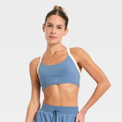 Women's Cotton Balance Cotton Spandex Blend Light Support Racerback Sports Bra - All In Motion™ Steel Blue S