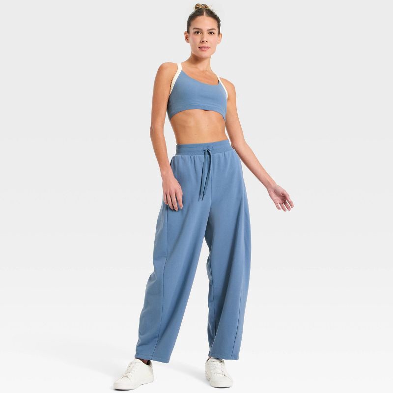 slide 2 of 5, Women's Cotton Balance Cotton Spandex Blend Light Support Racerback Sports Bra - All In Motion™ Steel Blue L, 1 ct