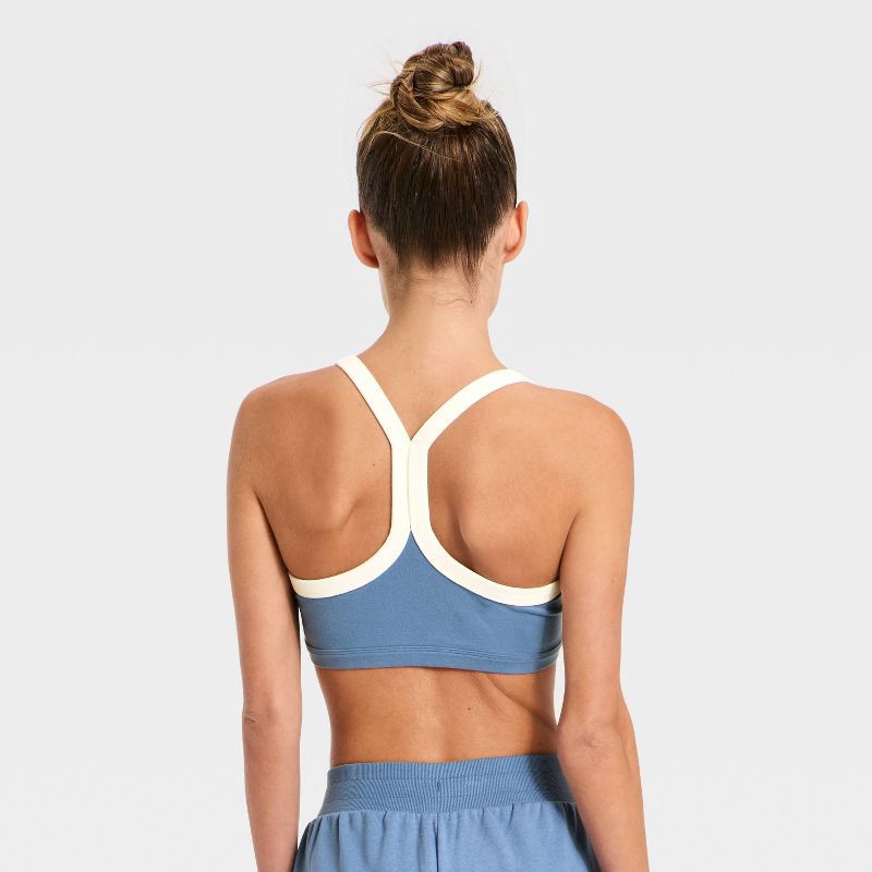 slide 4 of 5, Women's Cotton Balance Cotton Spandex Blend Light Support Racerback Sports Bra - All In Motion™ Steel Blue XL, 1 ct