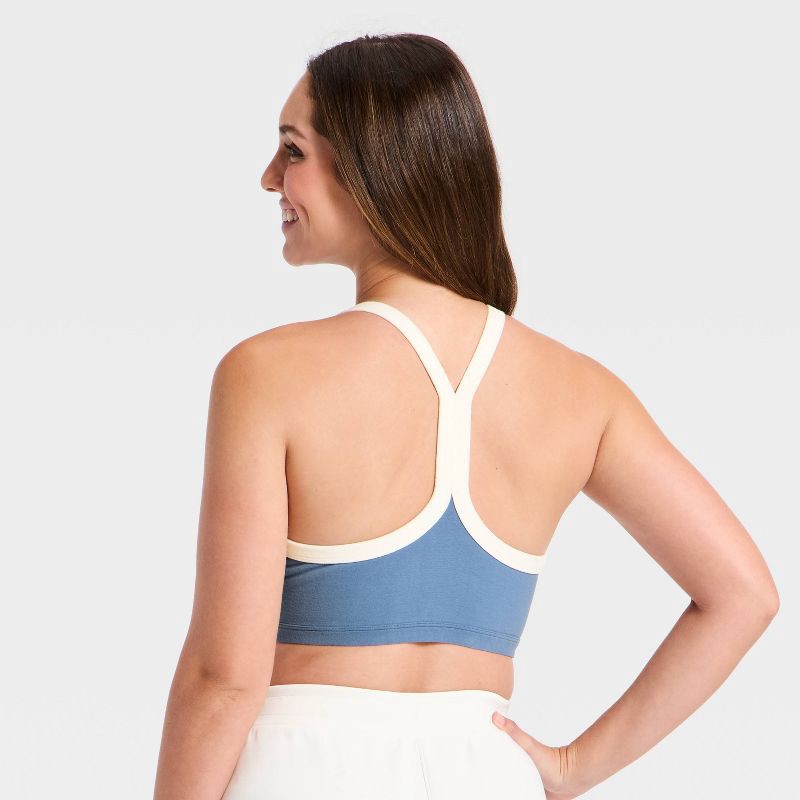 slide 2 of 5, Women's Cotton Balance Cotton Spandex Blend Light Support Racerback Sports Bra - All In Motion™ Steel Blue XL, 1 ct