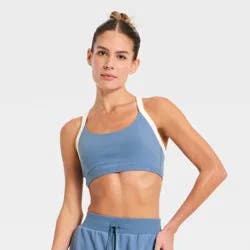 Women's Cotton Balance Cotton Spandex Blend Light Support Racerback Sports Bra - All In Motion™ Steel Blue XL