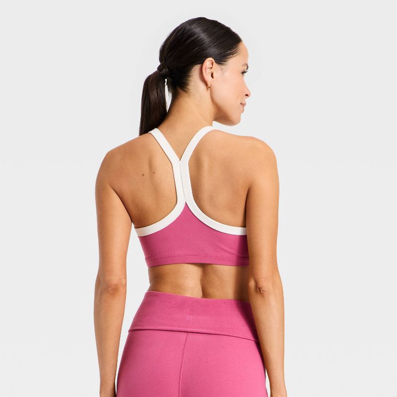 slide 3 of 5, Women's Cotton Balance Cotton Spandex Blend Light Support Racerback Sports Bra - All In Motion™ Pink XXL, 1 ct