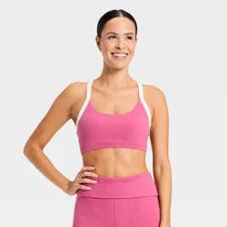 Women's Cotton Balance Cotton Spandex Blend Light Support Racerback Sports Bra - All In Motion™ Pink XXL