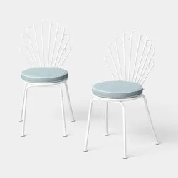 Threshold designed w/Studio McGee 2pk Metal Stackable Shell Outdoor Patio Dining Chairs White - Threshold designed w/ Studio McGee