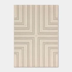 Threshold designed w/Studio McGee 5'x7' Pieced Striped Outdoor Patio Woven Area Rug Tan - Threshold™ designed with Studio McGee