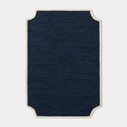 Threshold designed w/Studio McGee 5'x7' Sculpted Border Braided Outdoor Patio Area Rug Navy Blue - Threshold™ designed with Studio McGee