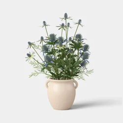 Threshold designed w/Studio McGee 13.5" Potted Sea Holly Outdoor Patio Tabletop Artificial Plant - Threshold™ designed with Studio McGee