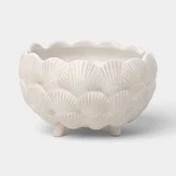 Threshold designed w/Studio McGee 8" Ceramic Outdoor Clam Shell Planter Ivory - Threshold™ designed with Studio McGee