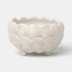 Threshold designed w/Studio McGee 8" Ceramic Outdoor Clam Shell Planter Ivory - Threshold™ designed with Studio McGee