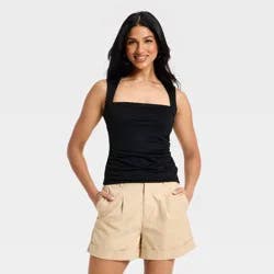 Women's Ruched Tank Top - A New Day™ Black XS