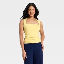 Women's Ruched Tank Top - A New Day™ Yellow XL