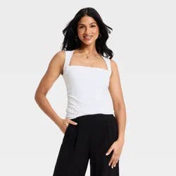 Women's Ruched Tank Top - A New Day™ White S