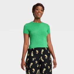 Women's Short Sleeve Fitted Jersey T-Shirt - A New Day™ Green XS