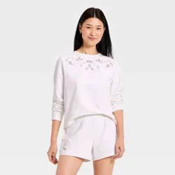 Women's Eyelet Sweatshirt - A New Day™ White XS