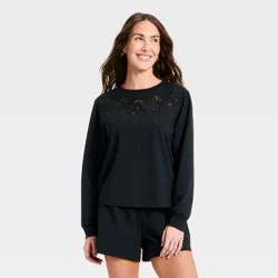 Women's Eyelet Sweatshirt - A New Day™ Black XL