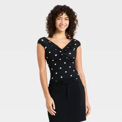 Women's Twist Tank Top - A New Day™ Black/White Dot S