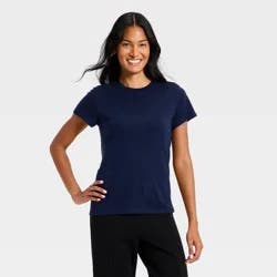 Women's Short Sleeve Perfect T-Shirt - A New Day™ Navy Blue S
