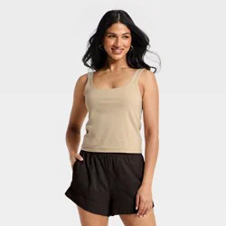 Women's Sculpt Square Tank Top - A New Day™ Beige M