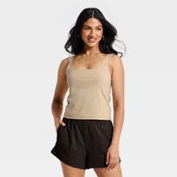 Women's Sculpt Square Tank Top - A New Day™ Beige M