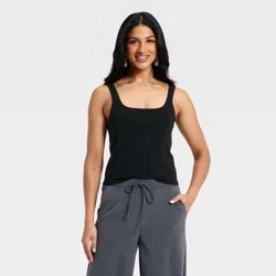 Women's Sculpt Square Tank Top - A New Day™ Black M