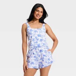 Women's Sculpt Square Tank Top - A New Day™ Blue Toile M