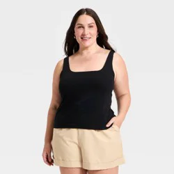 Women's Sculpt Square Tank Top - A New Day™ Black XXL