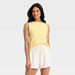 Women's Sculpt Boat Neck Tank Top - A New Day™ Yellow S