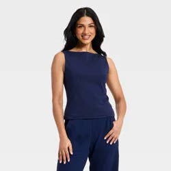 Women's Sculpt Boat Neck Tank Top - A New Day™ Navy L