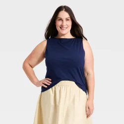 Women's Sculpt Boat Neck Tank Top - A New Day™ Navy XXL