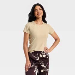 Women's Short Sleeve Sculpt T-Shirt - A New Day™ Beige M