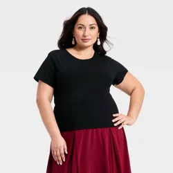 Women's Short Sleeve Sculpt T-Shirt - A New Day™ Black XXL
