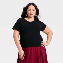 Women's Short Sleeve Sculpt T-Shirt - A New Day™ Black XXL