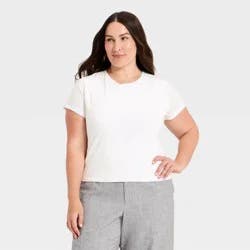 Women's Short Sleeve Sculpt T-Shirt - A New Day™ White XXL