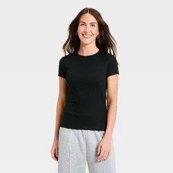 Women's Ribbed T-Shirt - A New Day™ Black L