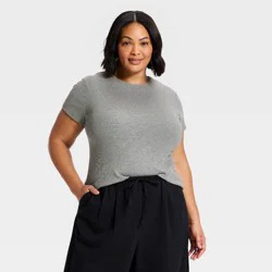 Women's Ribbed T-Shirt - A New Day™ Gray XXL