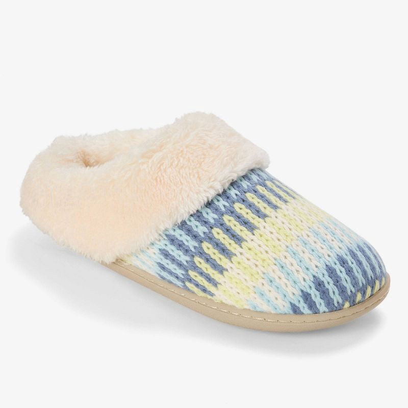 slide 1 of 5, dluxe by dearfoams Women's Carol Slippers - Blue L, 1 ct