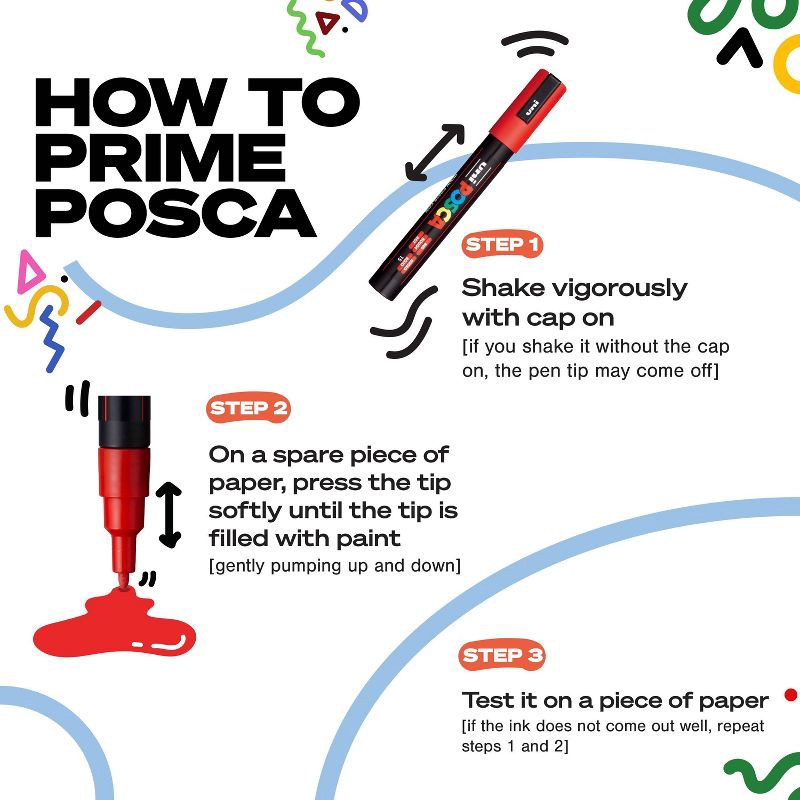 slide 7 of 8, uniball 8pk POSCA Water-Based Paint Markers Reversible Brush Tip 1.0-4.0mm, 8 ct