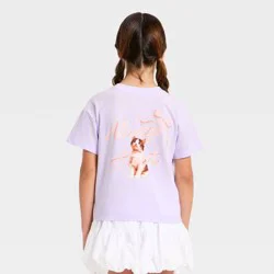 Girls' Short Sleeve 'Bow/Cat' Graphic T-Shirt - Cat & Jack™ Pale Lavender S