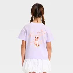Girls' Short Sleeve 'Bow/Cat' Graphic T-Shirt - Cat & Jack™ Pale Lavender XL