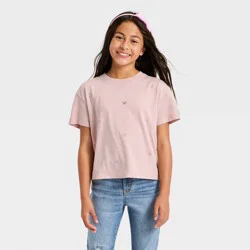 Girls' Short Sleeve Rhinestone T-Shirt - Cat & Jack™ Ballet Pink M