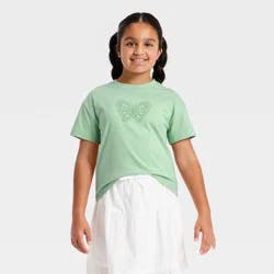 Girls' Short Sleeve Butterfly T-Shirt - Cat & Jack™ Dusty Mint L