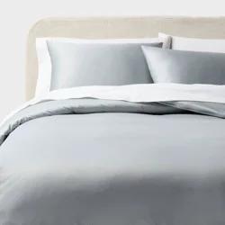 Full/Queen Performance Sateen Duvet Cover and Sham Set Light Gray - Threshold™