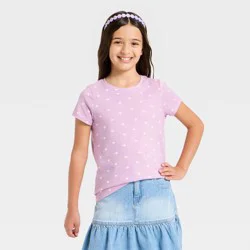 Girls' Short Sleeve Jersey Heart T-Shirt - Cat & Jack™ Purple XS