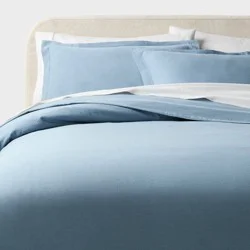 King Casual Textured Cotton Duvet Cover and Sham Set Blue - Threshold™