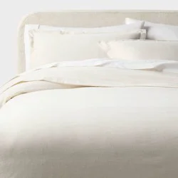 Full/Queen Casual Textured Cotton Duvet Cover and Sham Set Ivory - Threshold™