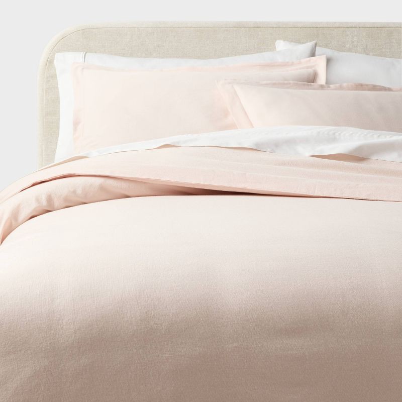 slide 1 of 6, King Casual Textured Cotton Duvet Cover and Sham Set Light Pink - Threshold™, 1 ct