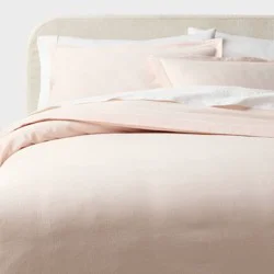 Full/Queen Casual Textured Cotton Duvet Cover and Sham Set Light Pink - Threshold™