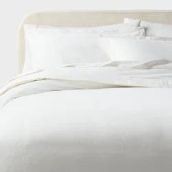 King Casual Textured Cotton Duvet Cover and Sham Set White - Threshold™