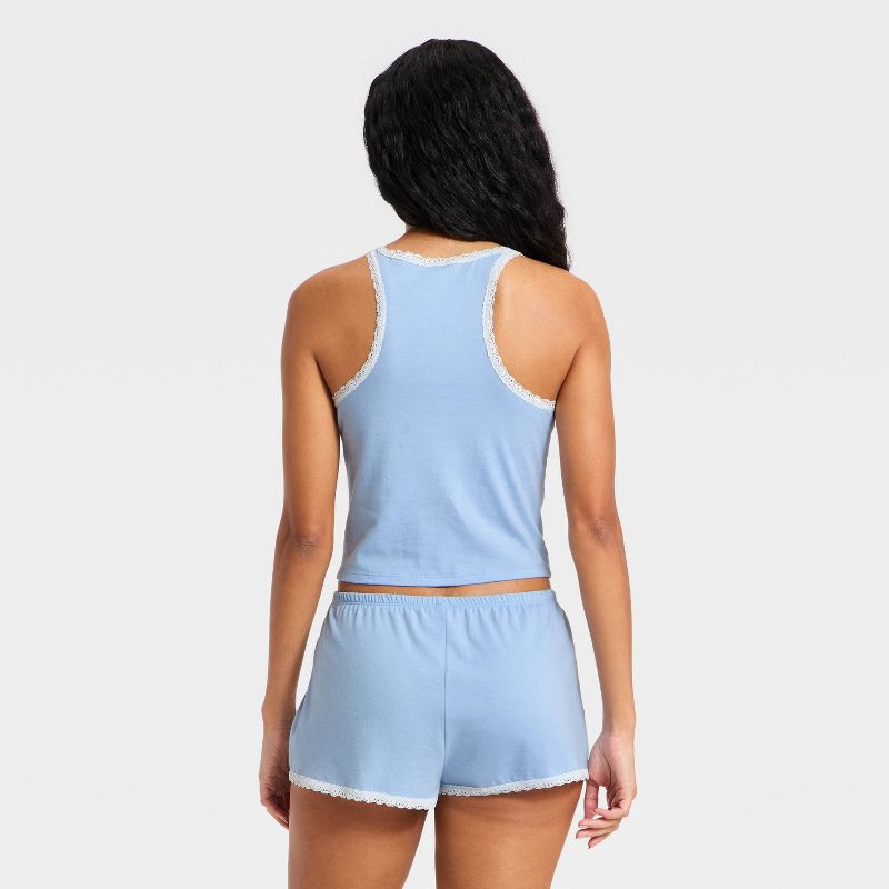 slide 2 of 3, Women's Jersey Tank Top and Shorts Pajama Set - Wild Fable™ Blue XXS, 1 ct